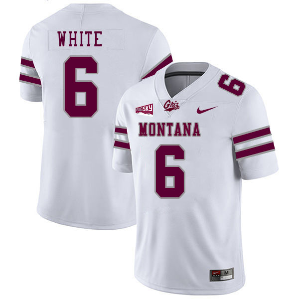 Montana Grizzlies #6 Keelan White College Football Jerseys Stitched Sale-White